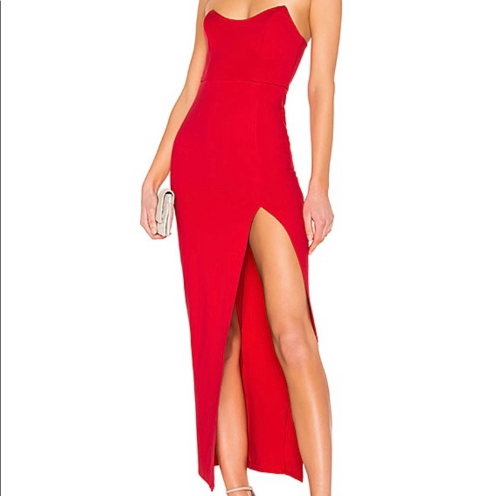 Ryleigh Strapless Maxi Dress in Red